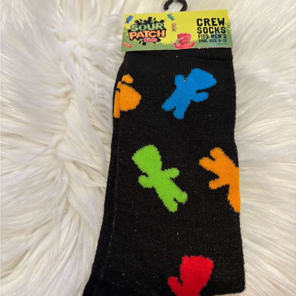 Sour Patch Kids Crew Socks - Black with Multicolor Design new with tags